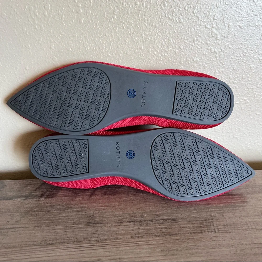 Rothy’s The Point Red Flats Women’s Size 7.5 Slip On Casual Washable Lightweight - Picture 8 of 10